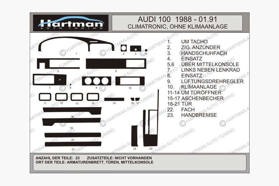Audi 100 C3 1988-1991 Dashboard Trim Covers (Hartman) Carbon Image