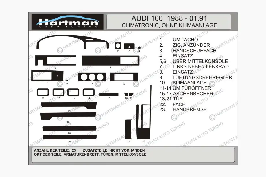 Audi 100 C3 1988-1991 Dashboard Trim Covers (Hartman) Image