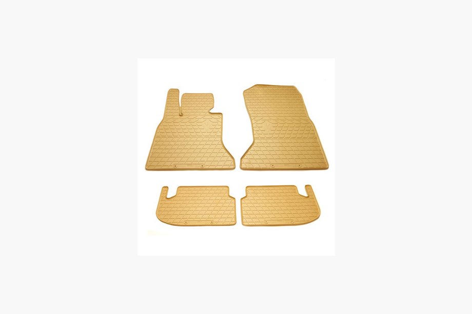 BMW 5 Series F10/F11 2010–2016 Beige Rubber Floor Mats (4 pcs, Stingray Premium) Photo 1