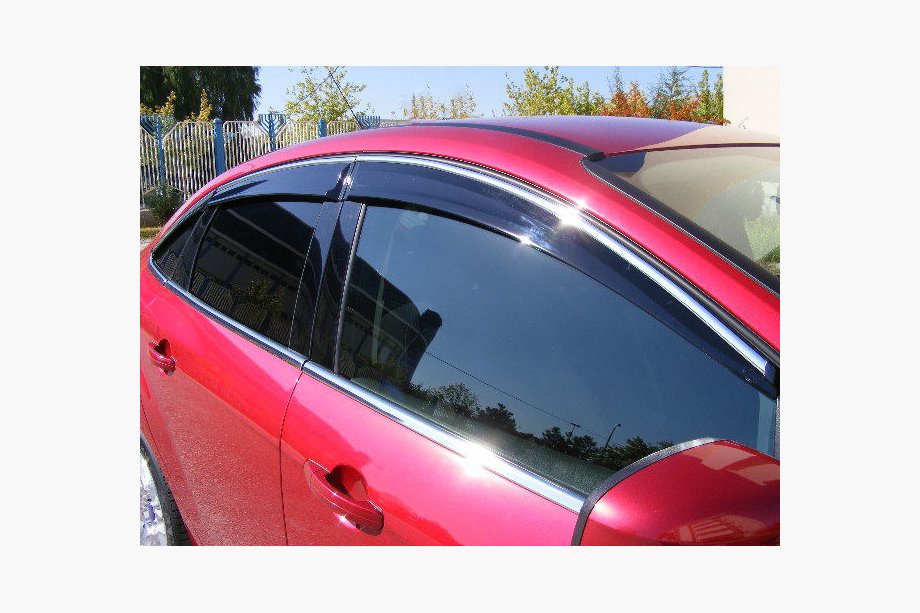 Honda Civic Sedan VIII 2006-2011 Window deflectors with chrome trim (4 pcs, Niken) Image