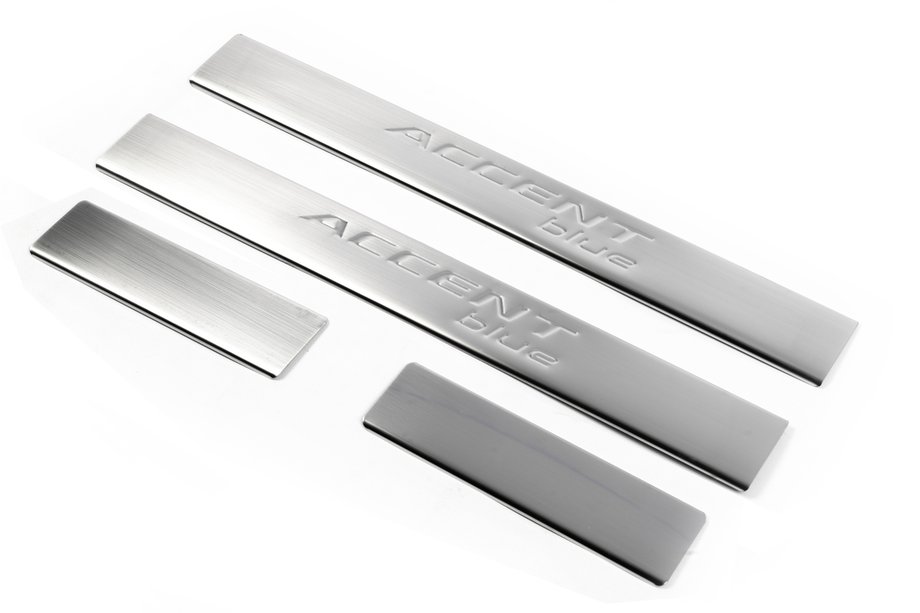 Hyundai Accent 2011-2017 Door Sill Covers OmsaLine Accent Blue (4 pcs, stainless steel) Image