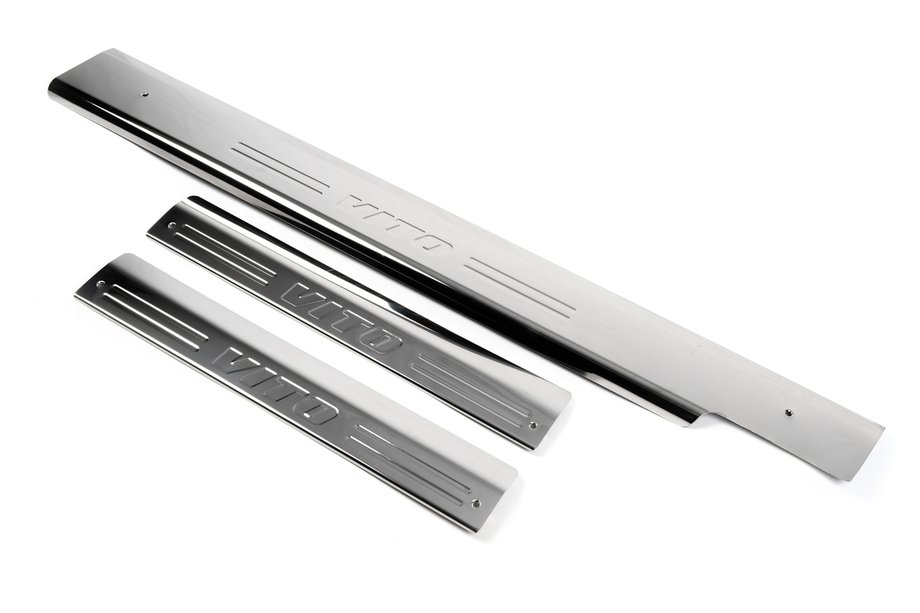 Mercedes Vito W638 1996-2003 Interior door sill plates OmsaLine (3 pcs, stainless steel) Image