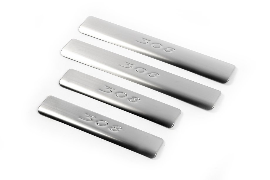 Peugeot 308 2007-2013 Door Sill Covers (Omsa, 4 pcs, Stainless Steel) Photo 1