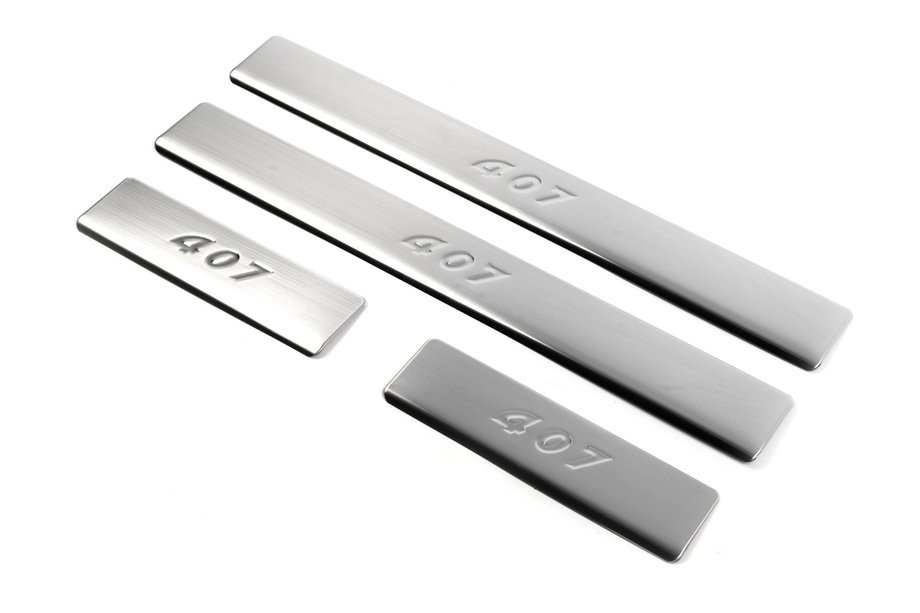 Peugeot 407 2004-2011 Stainless Steel Door Sill Protectors (Omsa, 4 pcs) Image