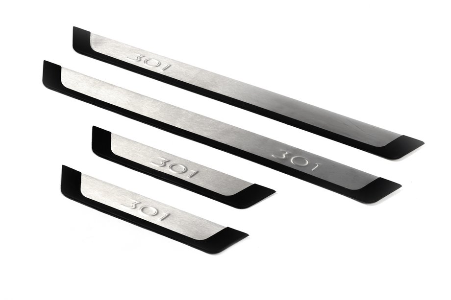Peugeot 301 2012- Door Sill Protectors Flexill (4 pcs, Stainless Steel) Image