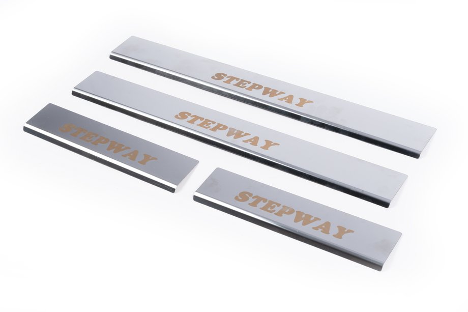 Dacia Sandero 2013-2020 Door Sill Protectors Carmos V1 (4 pcs, Stainless Steel) Image