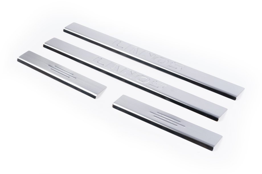 Daewoo Lanos 1998-2017 Stainless Steel Door Sill Protectors Carmos V2 (4 pcs) Photo 1