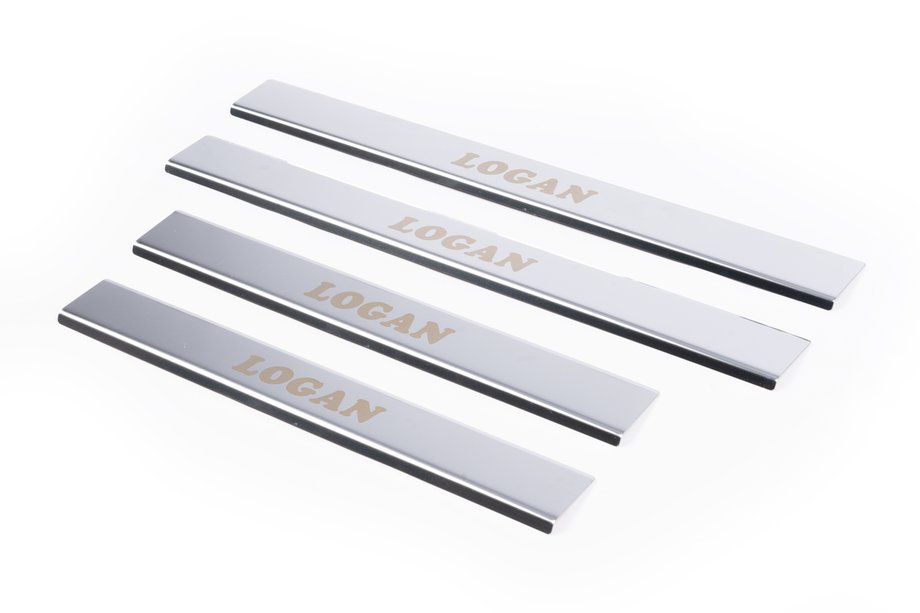 Renault Logan II 2013-2022 Door Sill Protectors Carmos V1 (4 pcs, Stainless Steel) Image