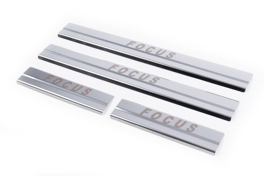 Ford Focus III 2011-2017 Stainless Steel Door Sill Protectors Carmos V1 (4 pcs) Photo 1
