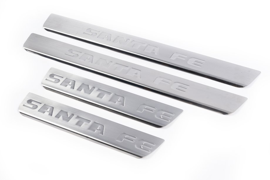 Hyundai Santa Fe 2 2006-2012 Stainless Steel Door Sill Protectors Carmos V1 (4 pcs) Image