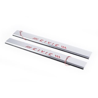 Red Door Sill Covers (Carmos, 2 pcs, Stainless Steel) Honda Civic 1995-2001 photo 1
