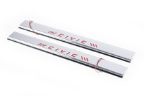 Honda Civic 1995-2001 Red Door Sill Covers (Carmos, 2 pcs, Stainless Steel) photo 1