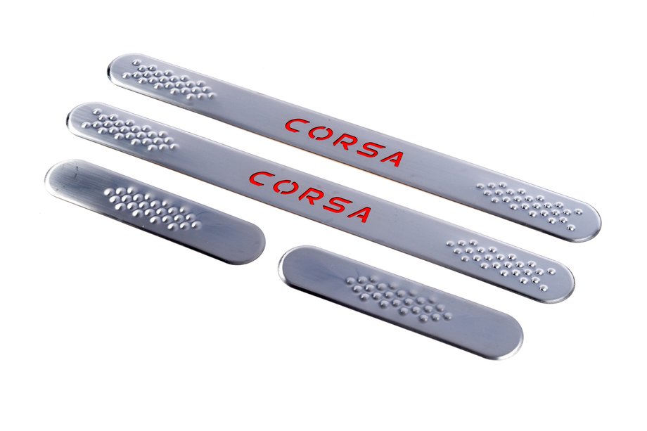 Opel Corsa C 2000-2006 Door Sill Protectors Carmos V1 (4 pcs, Stainless Steel) Image