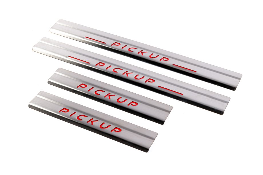 Nissan NP300 1999-2015 Door Sill Protectors Carmos V1 (4 pcs, Stainless Steel) Image