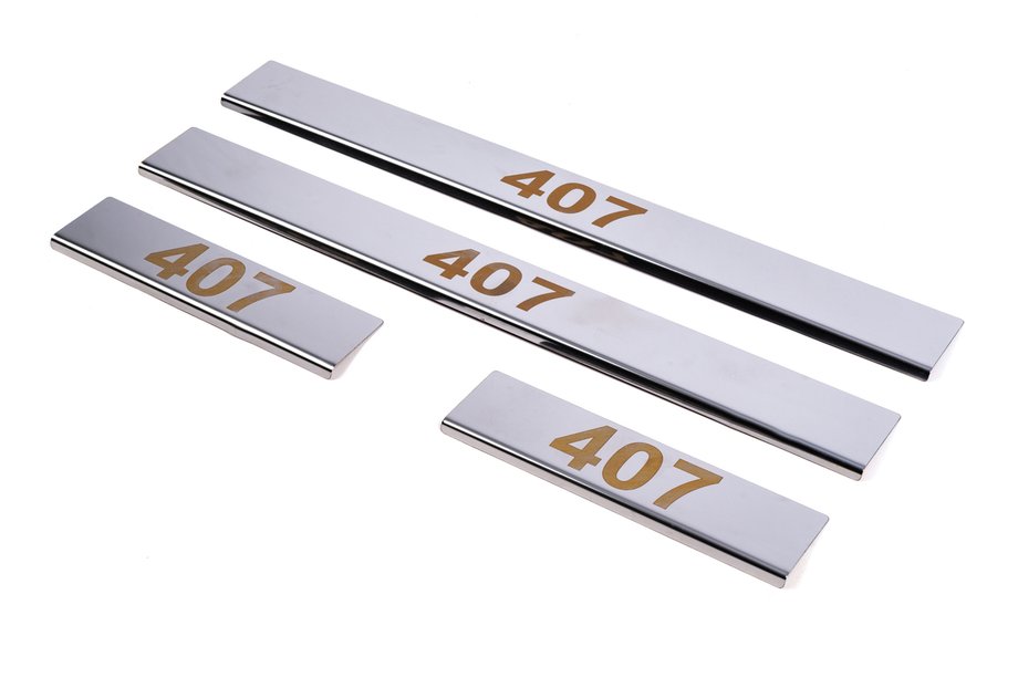 Peugeot 407 2004-2011 Door Sill Protectors Carmos V1 Stainless Steel 4 pcs Photo 1
