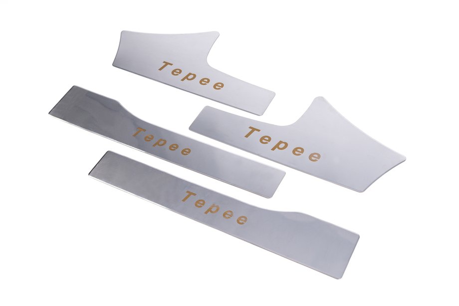 Peugeot Partner Tepee 2008-2018 Carmos Stainless Steel Inner Door Sill Protectors 4 pcs, Carmos - Turkish Steel Image