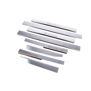 Carmos Door Sill Protectors (8 pcs, Stainless Steel) Skoda Octavia II A5 2010-2013 photo 3