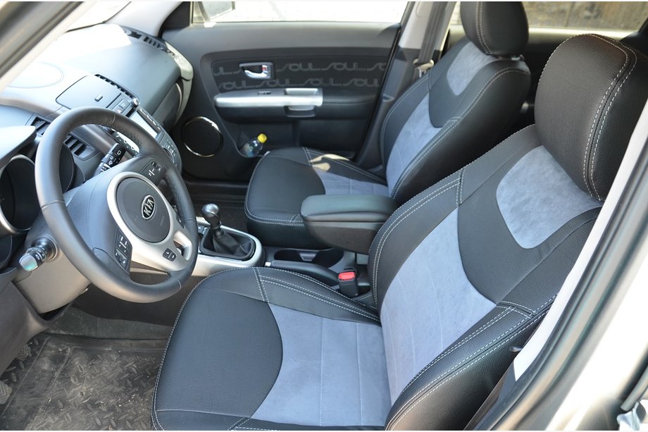 Kia Soul I 2008-2013 Custom Fit Seat Covers Brothers Leather Style Image