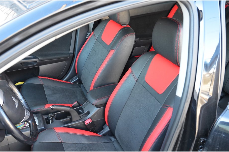 Mitsubishi Lancer X 2008- Car Seat Covers SoyuzAuto Leather-Style Image
