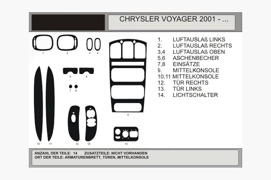 Chrysler Voyager 2001-2007 Dashboard Trim Wood Look (2001↗) Aluminum Image
