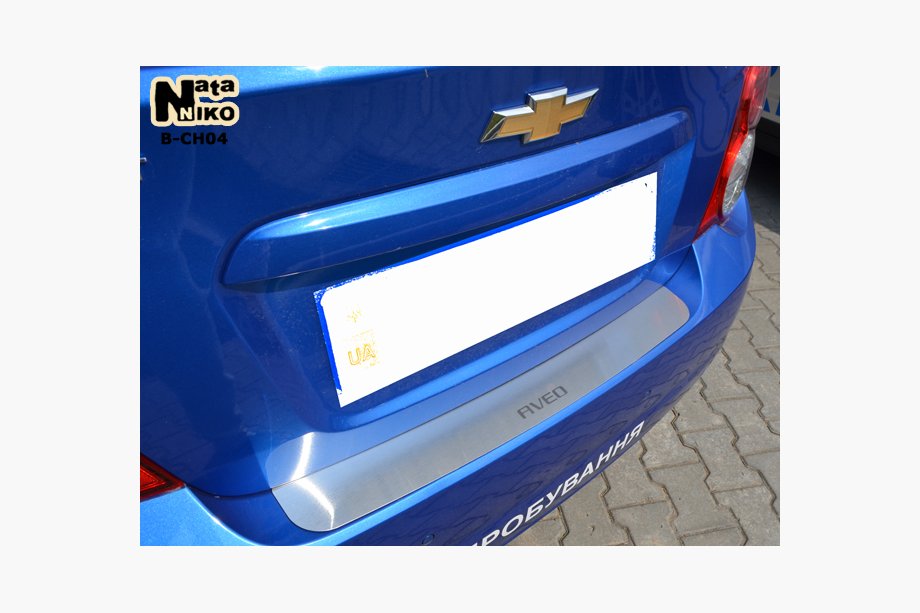 Chevrolet Aveo T300 2011-2020 Rear bumper protector Nataniko (stainless steel) Hatchback Image