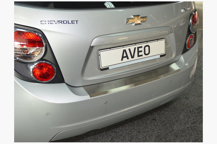 Chevrolet Aveo T300 2011-2020 Rear bumper protector with lip Nataniko (stainless steel) Image