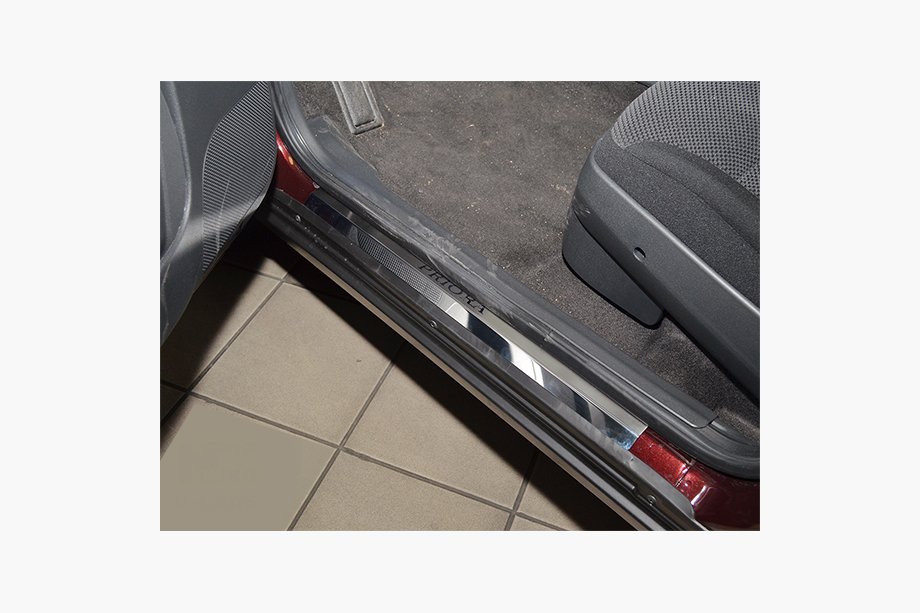 Lada Priora 2007-2018 Natanika Premium Door Sill Protectors (4 pcs, Stainless Steel) Image