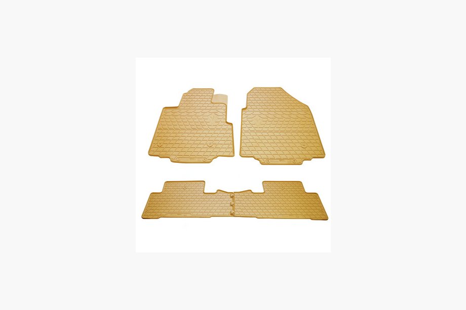 Honda Pilot 2008-2015 Beige Rubber Floor Mats (4 pcs, Stingray Premium) Image