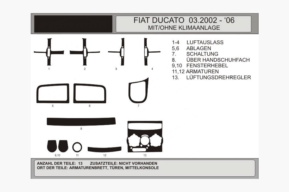 Fiat Ducato 1995-2006 Dashboard Trim Covers (Model 2002-2006) Image