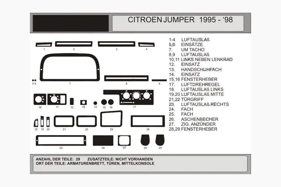 Citroen Jumper 1995-2006 Dashboard Trim Covers (Model 1995-1998) Image