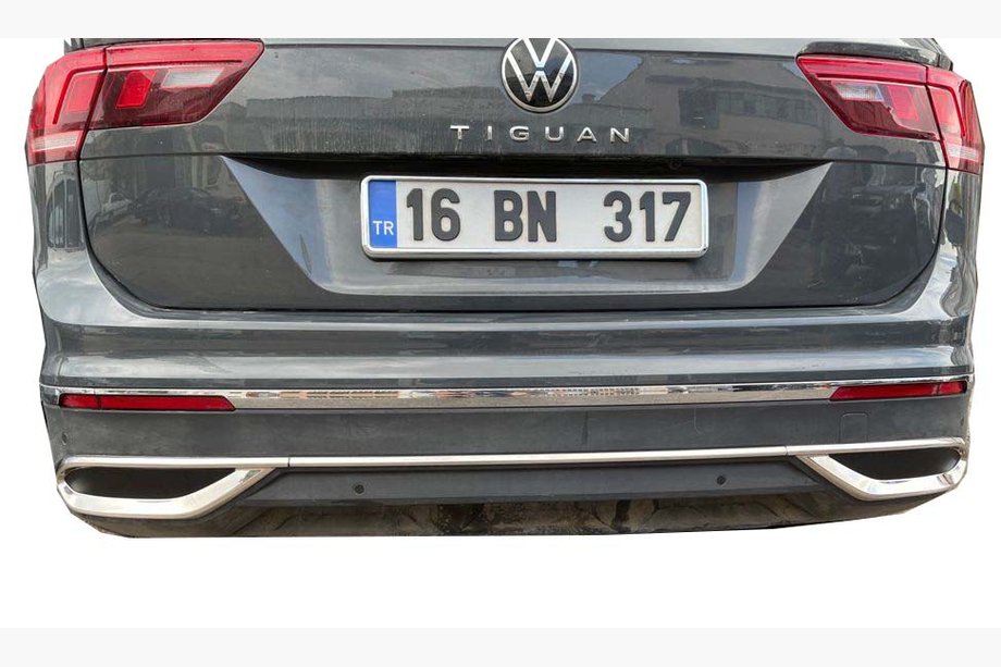 Volkswagen Tiguan 2016-2023 Exhaust Tip Covers Imitation 2020+ (3 pcs, stainless steel) OmsaLine - Italian Stainless Steel Photo 2