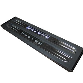 Wireless illuminated door sills (2 pcs, stainless steel) Dacia Duster 2008-2018 photo 1