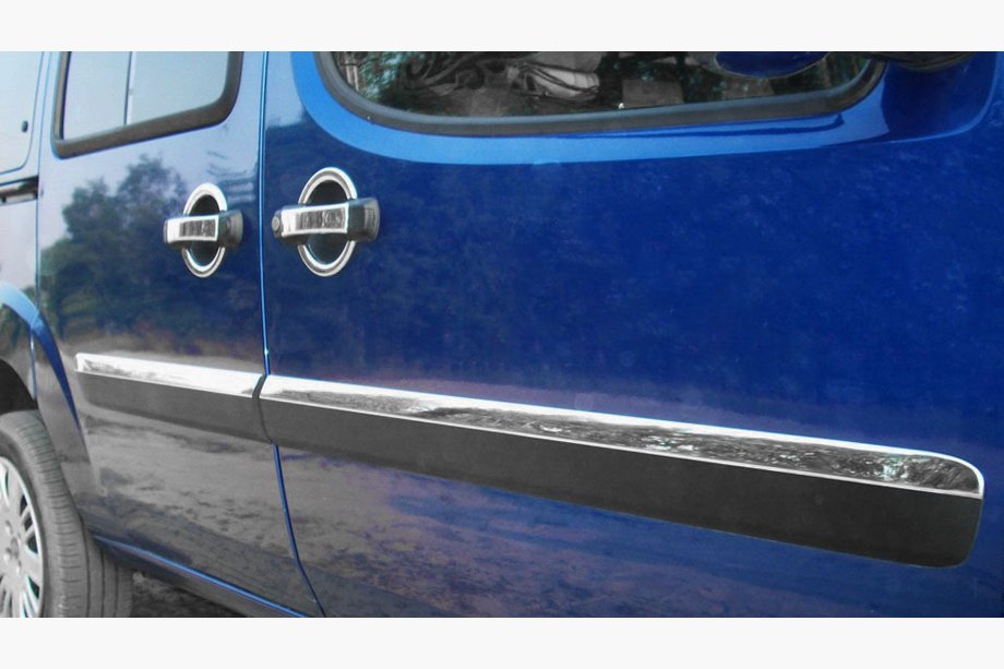 Fiat Doblo I 2005-2010 Door Moulding Narrow Model (4 pcs, Stainless Steel) OmsaLine - Italian Stainless Steel Image