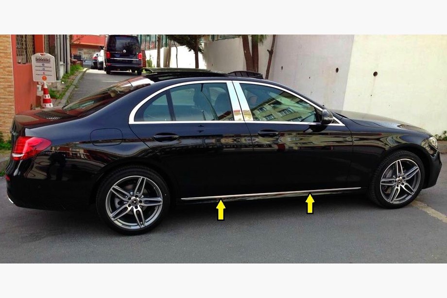 Mercedes E-class W213 2016-2023 Chrome Door Molding Trim Type-1 (4 pcs, Stainless Steel) Image