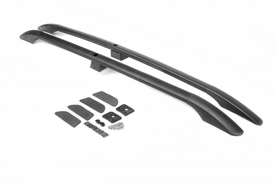 Volkswagen Touareg 2002–2010 Black Roof Rails (Turkish Design) Metal Feet Image
