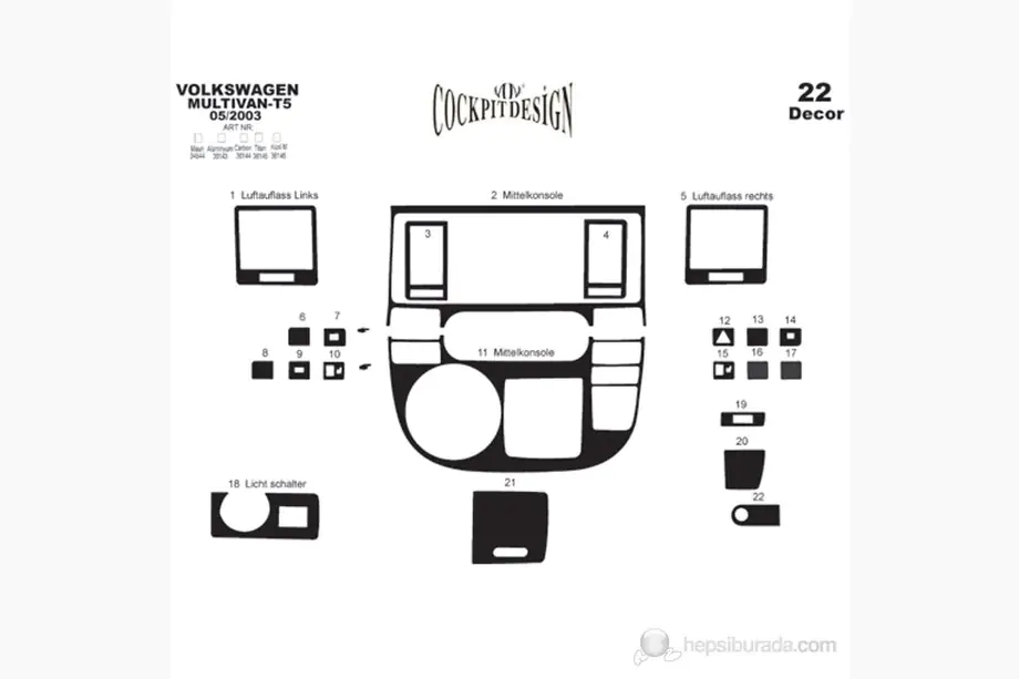 Volkswagen T5 Multivan 2003–2010 Dashboard Trim Covers Photo 6
