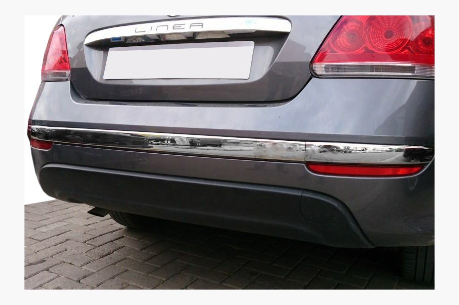 Fiat Linea 2006-2018 Rear bumper protector trim (2012↗, stainless steel, 3 pcs) Image