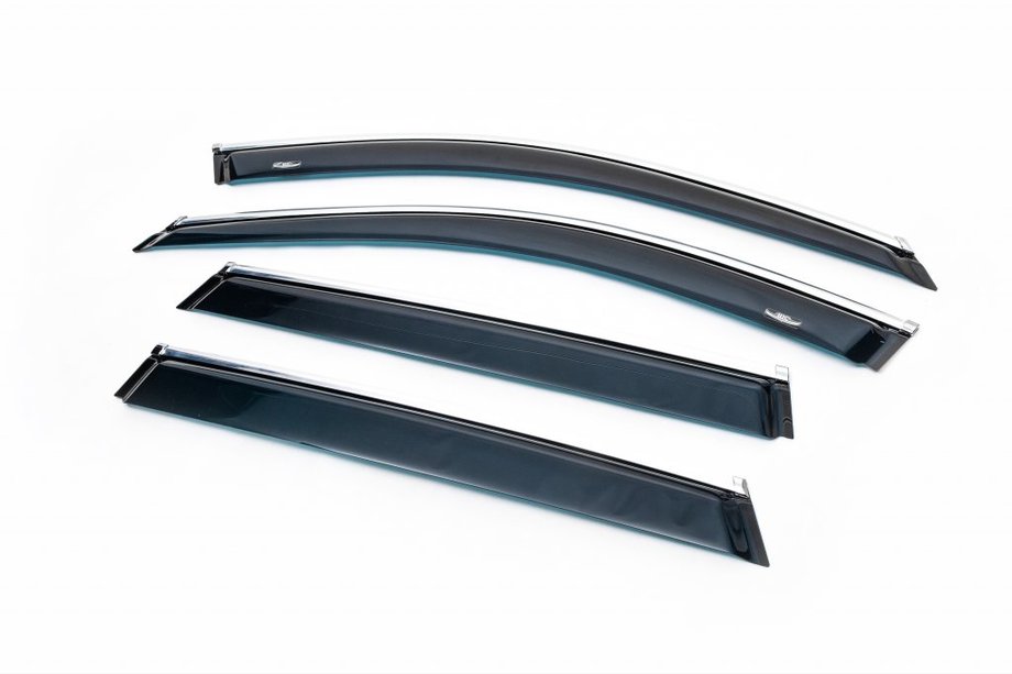 BMW X1 F48 2015-2022 Window deflectors with chrome trim (4 pcs, HIC) Image