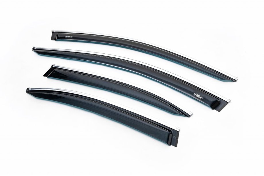 Mercedes C-class W205 2014-2021 Window Deflectors with Chrome Trim SD (4 pcs, HIC) Image