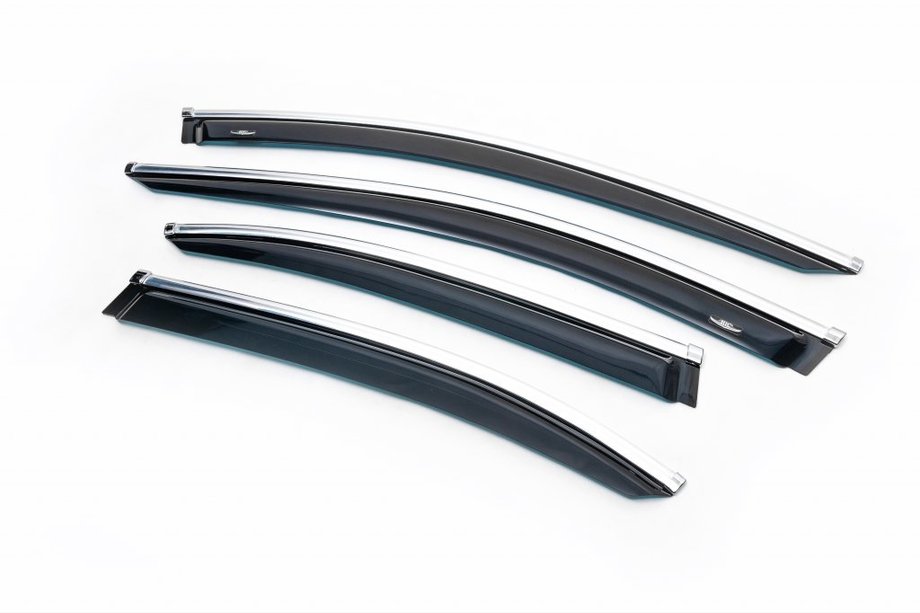 Mercedes E-class W213 2016-2023 Window Deflectors with Chrome Trim SD (4 pcs, HIC) Image