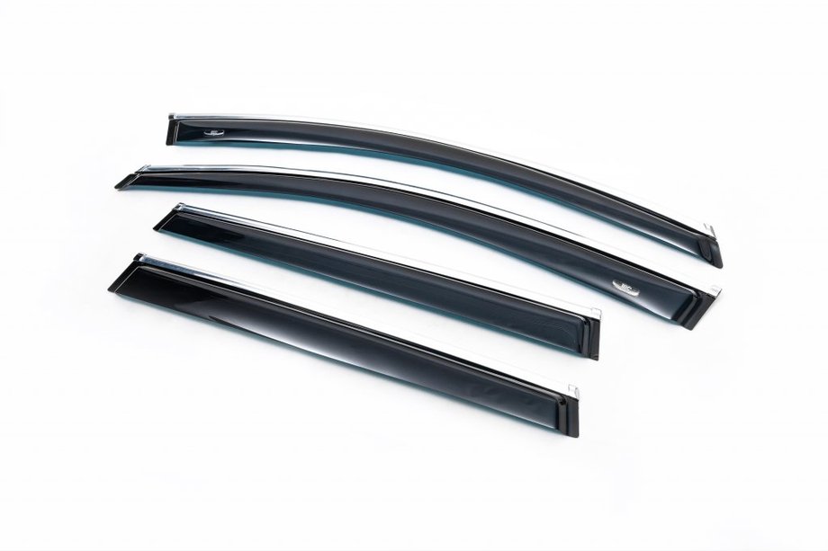 Volvo XC70 2007-2013 Window deflectors with chrome trim (4 pcs, HIC) Image