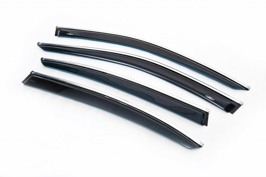 Volkswagen Passat B8 2015-2023 Window Deflectors with Chrome Trim SD (4 pcs, HIC) Image