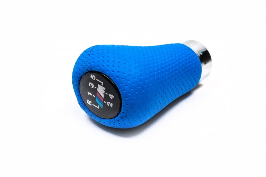 BMW 3 Series E30 1982–1994 Gear Shift Knob OEM (leatherette, light blue perforated) Image