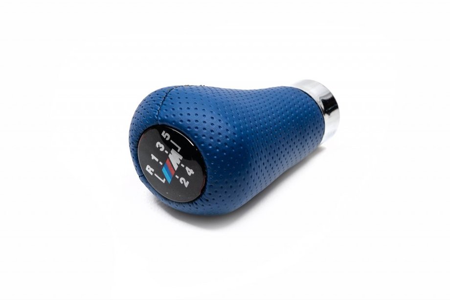BMW 5 Series E34 1988-1995 Gear Shift Knob OEM (leatherette, dark blue perforated) Image
