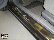 Daewoo Lanos 1998-2017 Door Sill Covers Nataniko (4 pcs, stainless steel) Premium - 3M Tape, 0.8 mm photo 1
