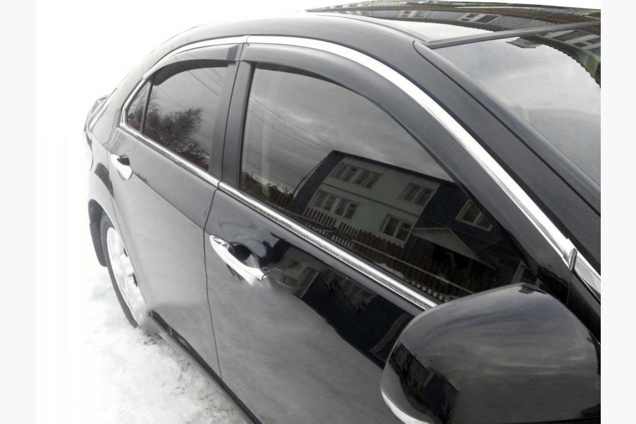 Volkswagen Passat B7 2012-2015 Window deflectors with chrome trim (4 pcs, Taiwan) Image