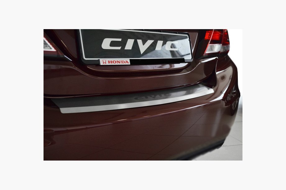 Honda Civic Sedan IX 2011-2016 Rear bumper protector with edge Nataniko (2014-2017, stainless steel) Image