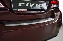 Honda Civic Sedan IX 2011-2016 Rear bumper protector with edge Nataniko (2014-2017, stainless steel) photo 1