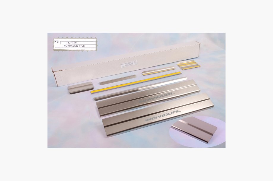 Honda FIT/Jazz 2009-2013 Stainless Steel Door Sill Protectors Natanika Standard (8 pcs) Image