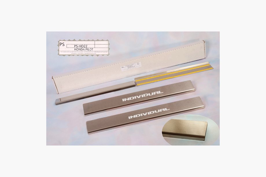 Honda Pilot 2008-2015 Door Sill Protectors Natanika Standard (4 pcs, Stainless Steel) Image